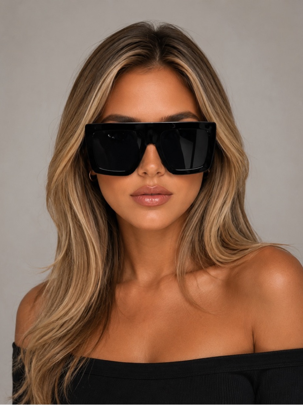 VIP Status Oversized Flat Top Sunglasses – Iconic Blackout Style